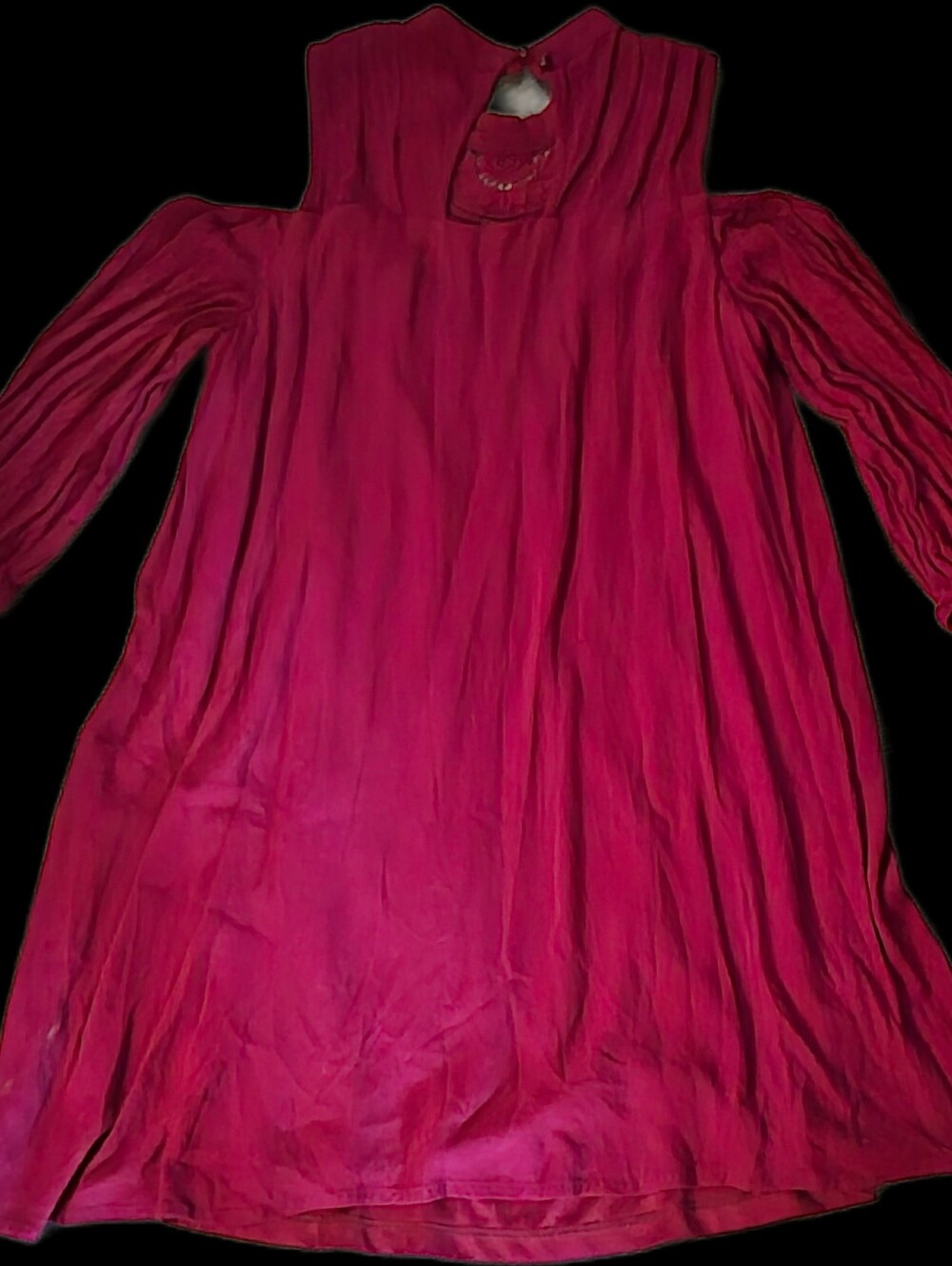 As U Wish Magenta Long Sleeve Keyhole Dress